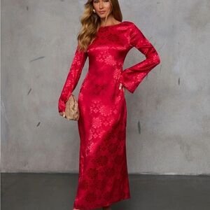Vici Red Floral Long Sleeve Dress